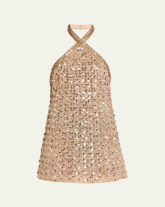 Janneth Embroidered Halter Dress
